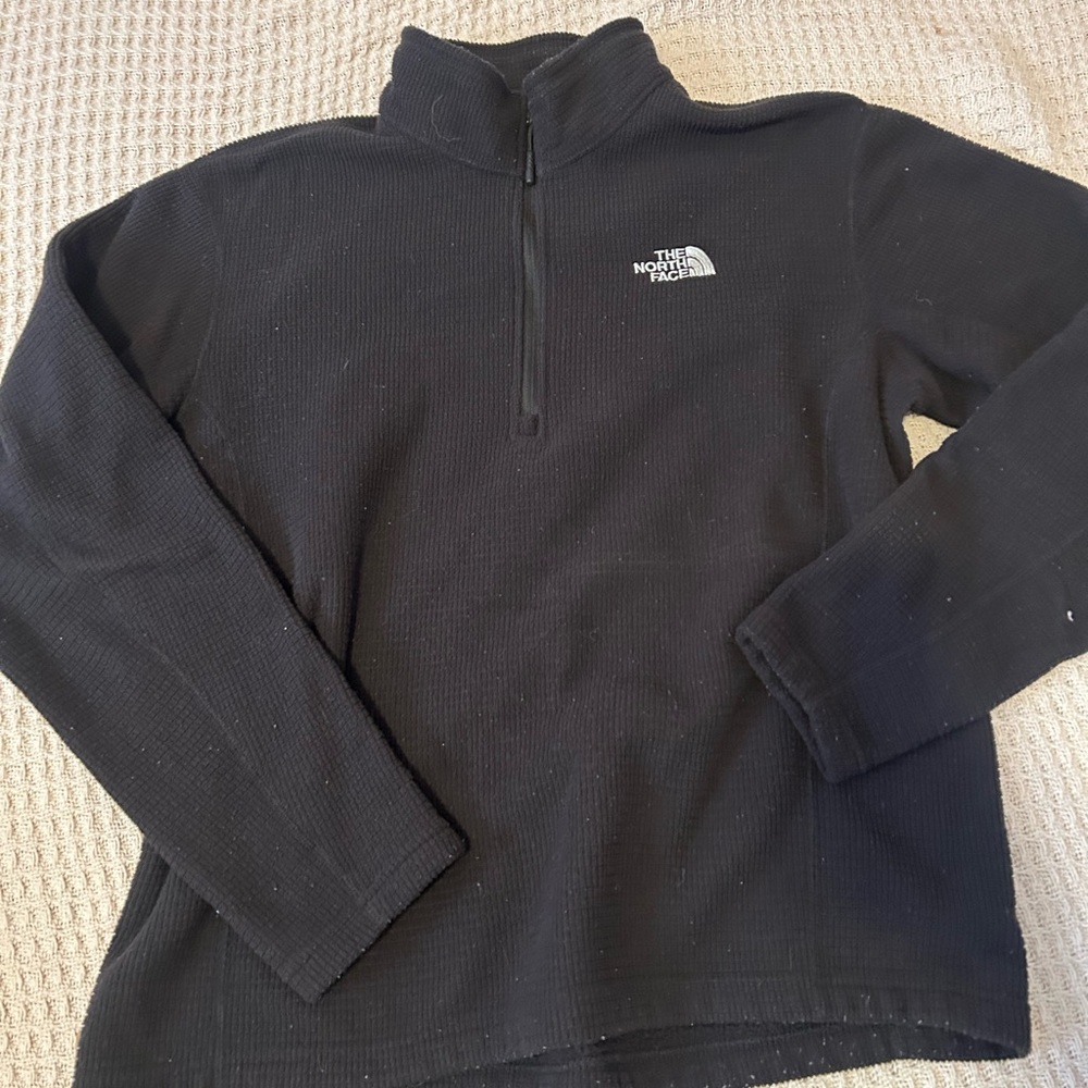 The North Face Black Zip-Front Fleece with White Logo